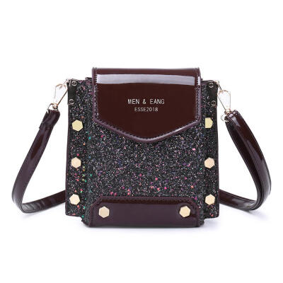 

Rivet Small Shoulder Bags Women Matte Patent Leather Glitter Crossbody Bags