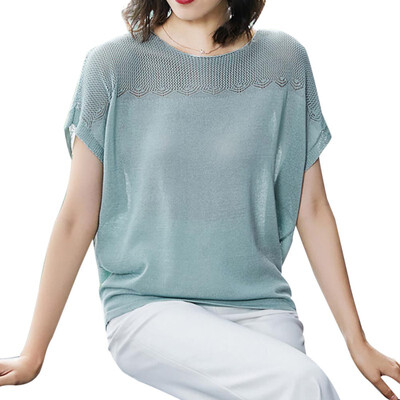 

Summer Sexy T-shirt for Women Short Sleeve Loose Pullover T-Shirt Mesh Bat Sleeve Breathable Top Female t shirt