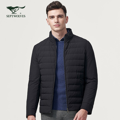 

Seven wolves down jacket men 2018 winter new middle-aged mens fashion casual short stand collar down jacket 001 black 17552AXL