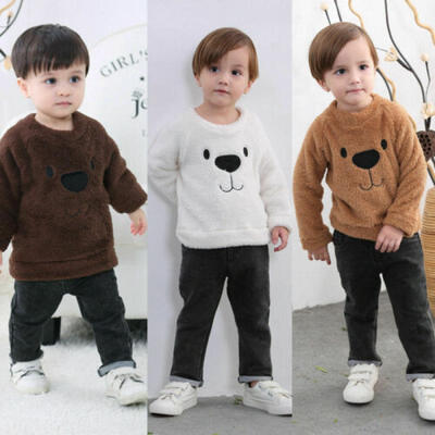 

Cute Infant Toddler Baby Girl Boy Tops Sweater Sweatshirt Velvet Thick Clothes