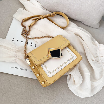 

Advanced sense of foreign style womens bag ins summer contrast small square bag new 2019 small fresh shoulder bag slung over a sm