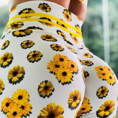 

Amazon Wish Europe&the United States explosion models 3D chrysanthemum digital printing hip pants high waist yoga leggings chr