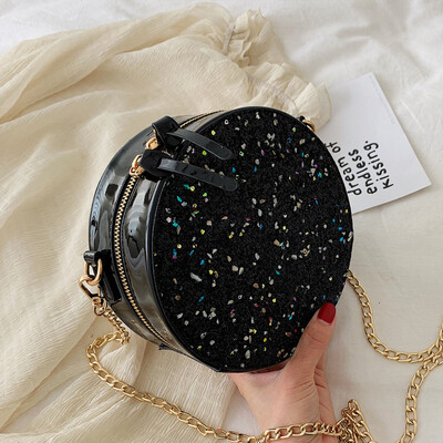 

Ins Super Fire Sequin Pack Women 2019 New Korean Joker shoulder bag slung fashion small round bag