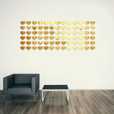 

〖Follure〗50Pcs Mirror Heart-shap Vinyl Removable Wall Sticker Decal Home Decor Art DIY GD