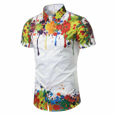 

Mens Summer Casual Short Sleeve 3D Inkjet Shirt Tops Blouse Pullover T-shirt New