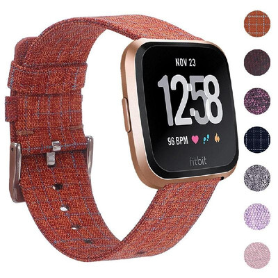 

SDFB-002 Watch Band Fitbit Strap Canvas Plaid Wrist Strap Replacement Wristband Replacement for Fitbit Versa Fitness Smart Watch