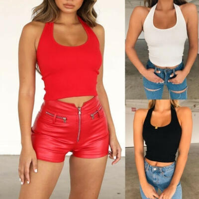 

Women Casual Solid Tank Tops Vest Blouse Sexy Sleeveless Crop Top Shirt Cami Top