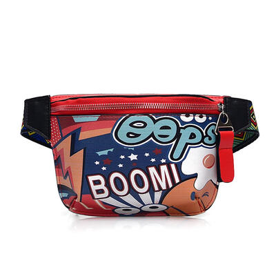 

Cartoon Graffiti Shoulder Women Leather Waist Fanny Belt Packs Chest Bags