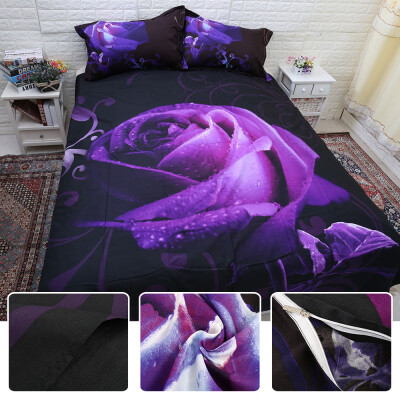 

2018 HD 3d Bedding Bed Linens Purple Rose Duvet Cover Set Cotton Polyester 3d Bedding Set Queen Bed Set 34pcs Bedclothes