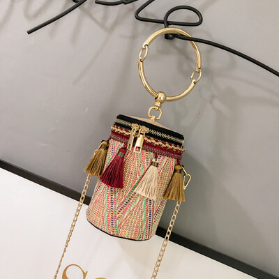 

Designer Straw Bags Rattan Woven Beach Bag Shoulder Bags Women Bucket Ladies Crossbody Bags Handbag Female Bohemian Bolsa