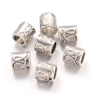 

Tibetan Silver Large Hole Column European Beads Lead Free&Cadmium Free Antique Silver about 7mm long 65mm wide
