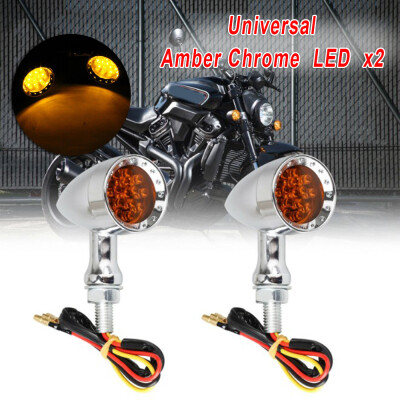 

12V LED Amber Turn Signal Lights Brake Tail Motorcycle Running Lamps Replace 2x