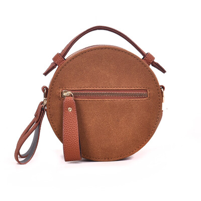 

LEFTSIDE Circular Bags For Women 2018 Scrub Leather Handbag Female Small Round Shoulder Bags Messenger Bag Purses And Handbags