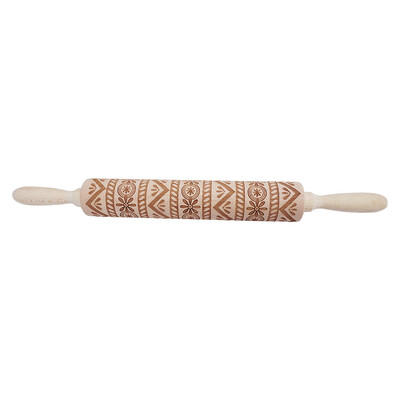 

Toponeto Christmas Rolling Pin Engraved Carved Wood Embossed Rolling Pin Kitchen Tool