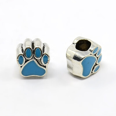 

Dog Paw Prints Antique Silver Tone Alloy Enamel European Beads Large Hole Beads SkyBlue 11x10x7mm Hole 45mm