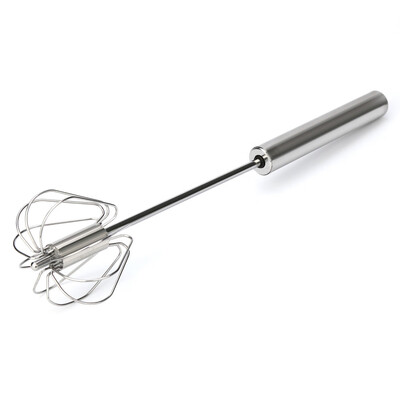 

〖Follure〗Stainless Steel Press Hand Auto Rotating Whisk Push Whip Wire Mixer Egg Beater