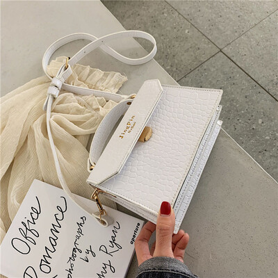 

Tailored Fashion Women Single Shoulder Small Square Bag Stone Texture Zipper Bag