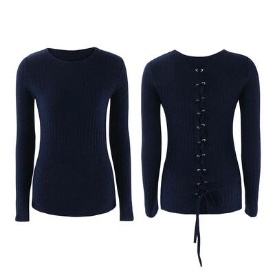 

Women Knitted Pullover Long Sleeve Bandage Sweater Autumn Slim Casual Tops