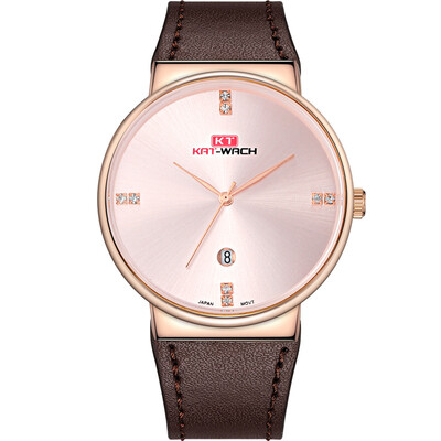 

KAT-WACH mens watch high-grade waterproof business quartz watch leather simple ultra-thin student watch mens watch