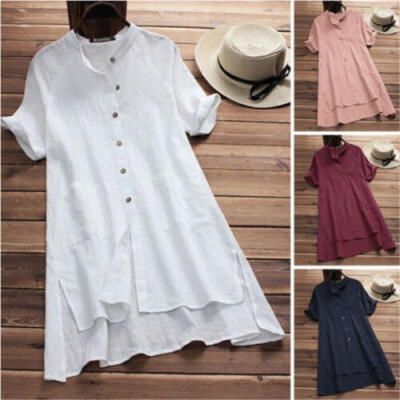 

Plus Size Women Summer Baggy Tunic Tops Shirt Dress Short Sleeve Mini Dress