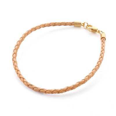 

Braided Leather Cord Bracelet Making with 304 Stainless Steel Lobster Claw Clasps Golden SandyBrown 8-38"214cm 3mm