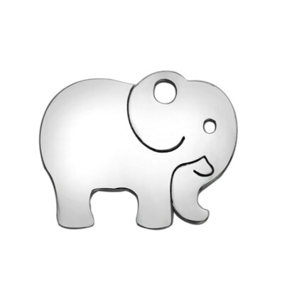 

304 Stainless Steel Charms Elephant Stainless Steel Color 107x139x1mm Hole 15mm
