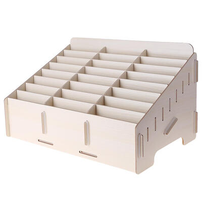 

24 Lattice Wooden Mobile Phone Management Storage Box Office Desktop Grid