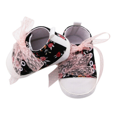 

Newborn Toddler Infant Baby Girls Floral Print Autumn Lace-Up First Walkers Sneakers Shoes