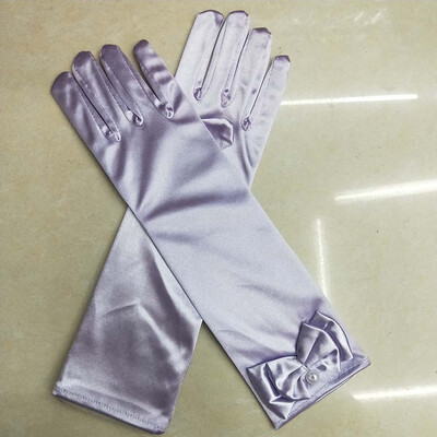 

Girl Long Gloves Bow Prom Finger Satin Elbow Costume Princess Sleeves Halloween