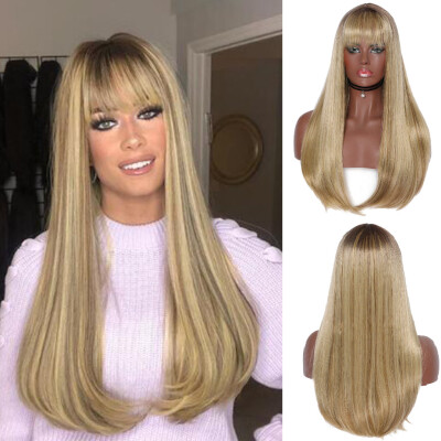 

〖Follure〗Womens Fashion Wig Gold Synthetic Hair Long Wigs straight Wig