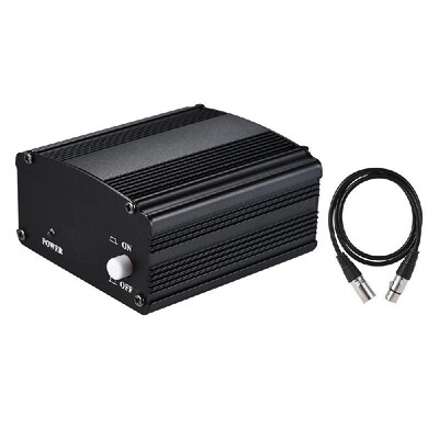 

1-Channel 48V Phantom Power Supply with Adapter & XLR Male to XLR Female Audio Cable for Condenser Microphone Studio Music Recordi