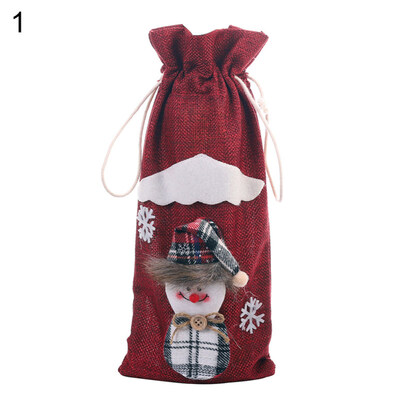

Christmas Snowman Santa Print Wine Bottle Cover Bag Topper Party Dinner Decor