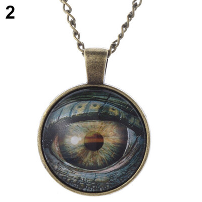 

3D Retro Evil Eye Gem Time Pendant Necklace Steampunk Choker Chain Jewelry