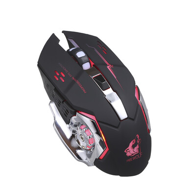 

Free Wolf Wireless Gaming Mouse 2400DPI 7 Breathing Lights Adjustable DPI Mice with 24G&10m33ft Long Transmission Noiseless