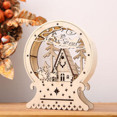 

JPGIF Christmas Decor Ornament LED Lights Deer Cart Luminous Wooden House Mall Window