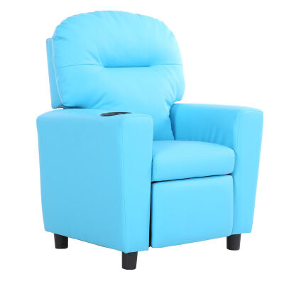 

Recliner Armrest Couch Children Sofa w Cup Holder-Blue