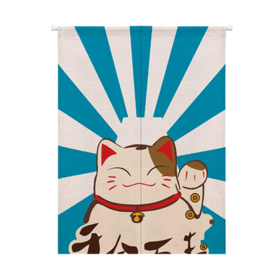 

Lucky Cat Design Cotton And Linen Japanese Style Doorway Curtain Hanging Tapestry For Home Decoration