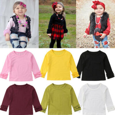 

Toddler Baby Kids Girl Cotton Long Sleeve Solid Color Tee Tops T-Shirt Clothes