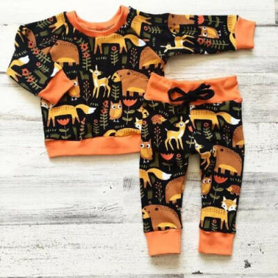 

UK Toddler Baby Boy Girl Deers Clothes Top T-shirt Pants Trousers Outfit Autumn