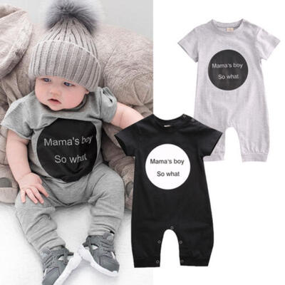 

Newborn Toddler Baby Boys Mamas Boy Print Romper Jumpsuit Outfit Summer Clothes