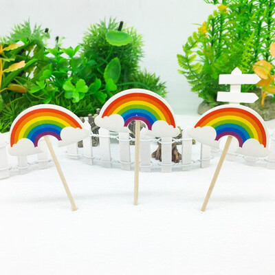 

Funnybunny Paper Cupcake Toppers Baking Cake Decoration Rainbow Dessert Cake Birthday Cake Insert Decorative