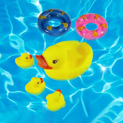 

Siaonvr Cute Mini Yellow Rubber D uck Bath Floating D uck Baby Shower Toy 6Pcs