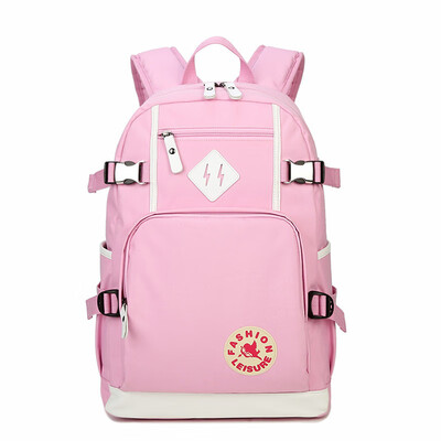 

Women Waterproof Backpack Female Teenage Girls School Backpacks Fashion Large Multifunction Mochila Solid Shoulder Bag PinkGrey
