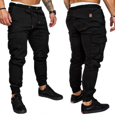 

Fashion Mens Casual Pants Twill Jogger Hip Hop Elastic Sports Slim Fit Stretch Trousers