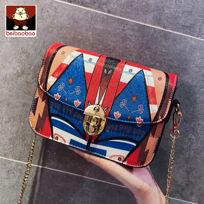 

Summer graffiti bag 2019 new Korean Harajuku printing small square bag chain shoulder Messenger bag