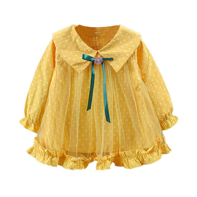 

Cute Autumn Casual Baby Girls Polka Dot Print Long Sleeve Mesh Dress Kids Toddler Pageant Sundress