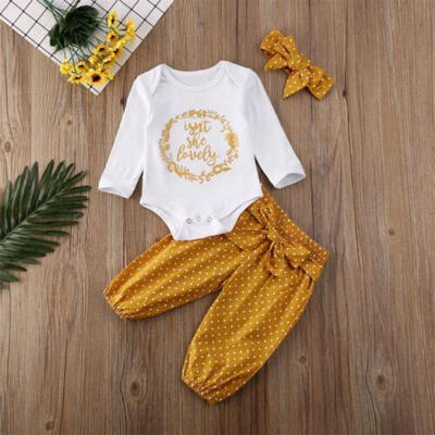 

Newborn Baby Girls Romper Jumpsuit Bodysuit Pants Headband Clothes Outfits