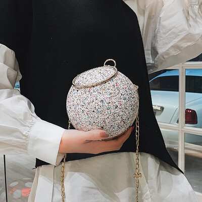

Advanced sense bag Ocean ring handbag handbag New 2019 texture small round bag ins chain Messenger bag