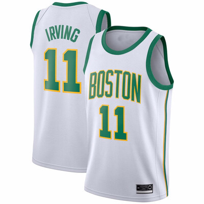 

2019 New Mens Boston Celtics 11 Kyrie Irving White Black Green Basketball Jersey Size S-XXL