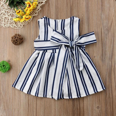 

2018 New Striped Baby Kid Girl Bownot Dress Party Pageant Gown Princess Dress Sundress